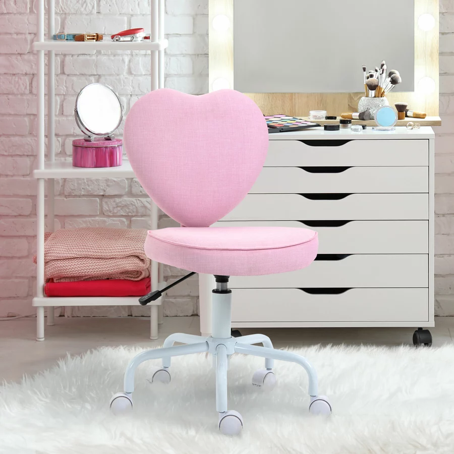HOMCOM Schreibtischstuhl in Herzform rosa