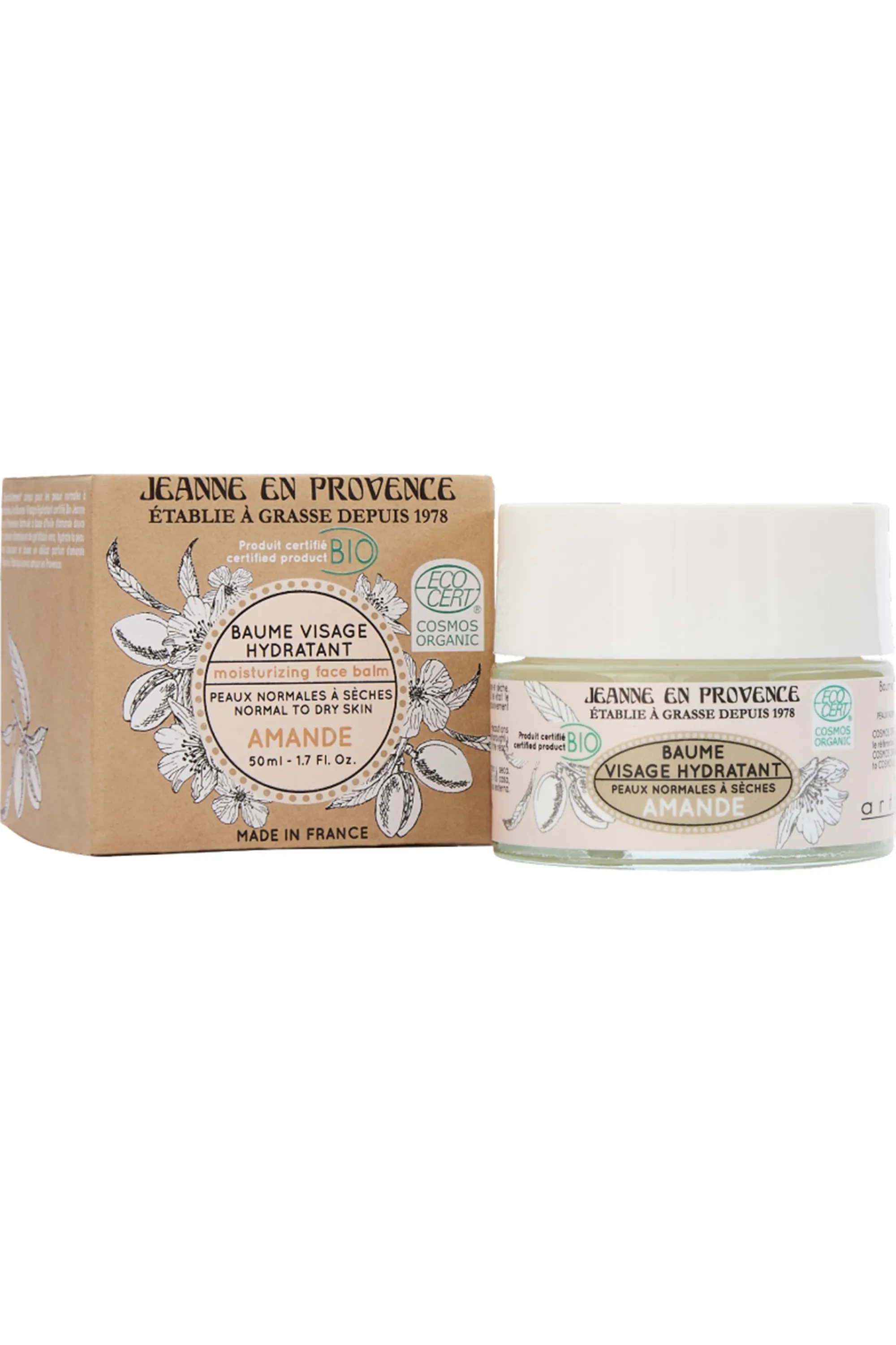 JEANNE EN PROVENCE Baume hydratant visage Amande bio-50 ml