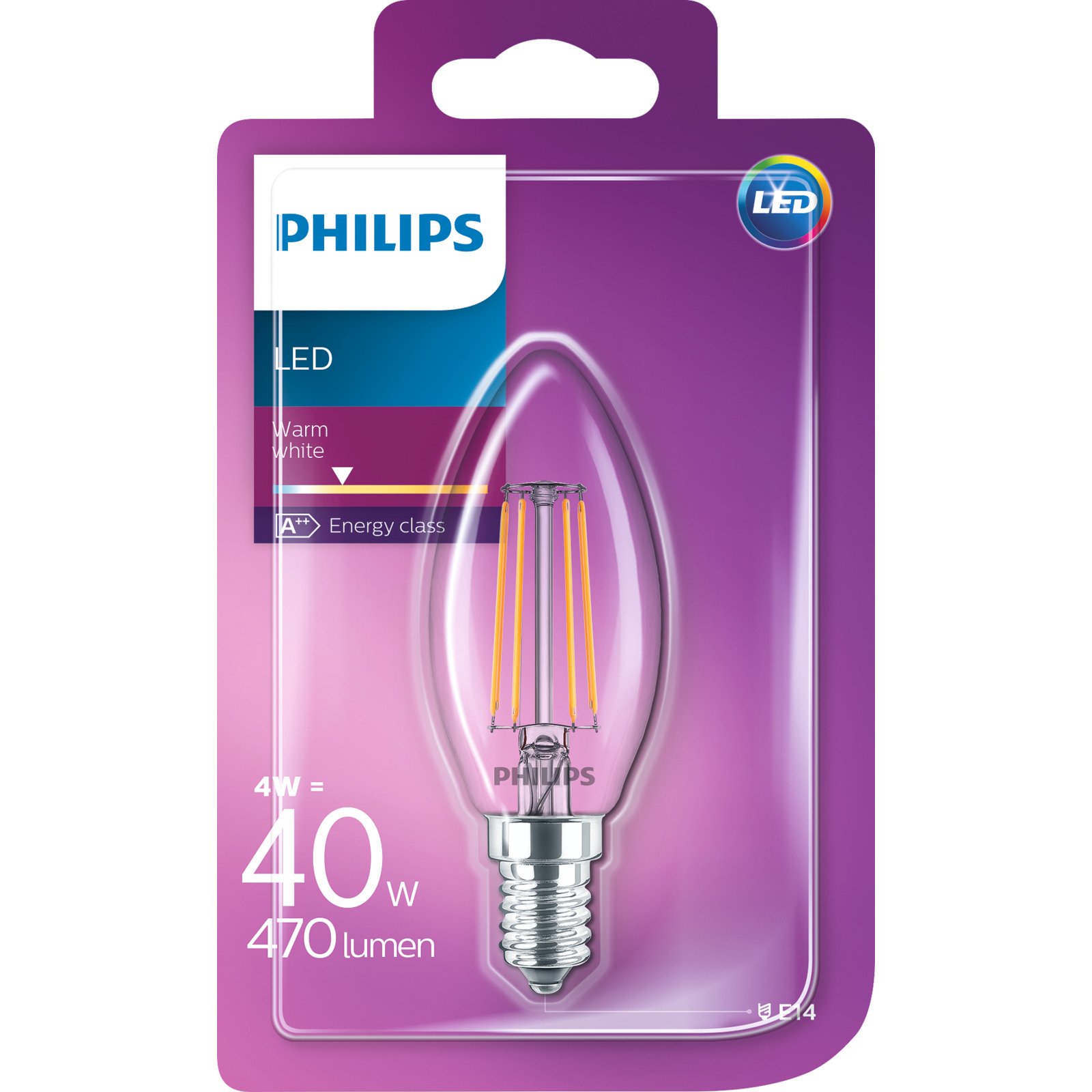 LED-LM Fila 1xE14 C B35 40W 470Lm 2700K