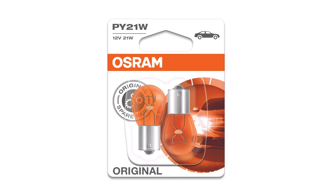 Pæresæt 2xPY21W BAU15s 12V-21W GUL OSRAM