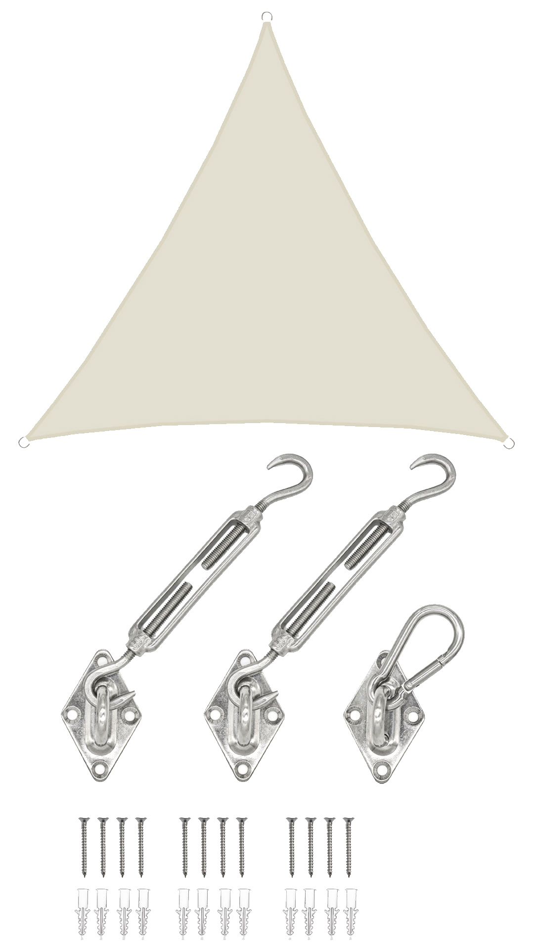 AMANKA 4x4x4 waterdicht schaduwdoek met bevestigingsset - Beige