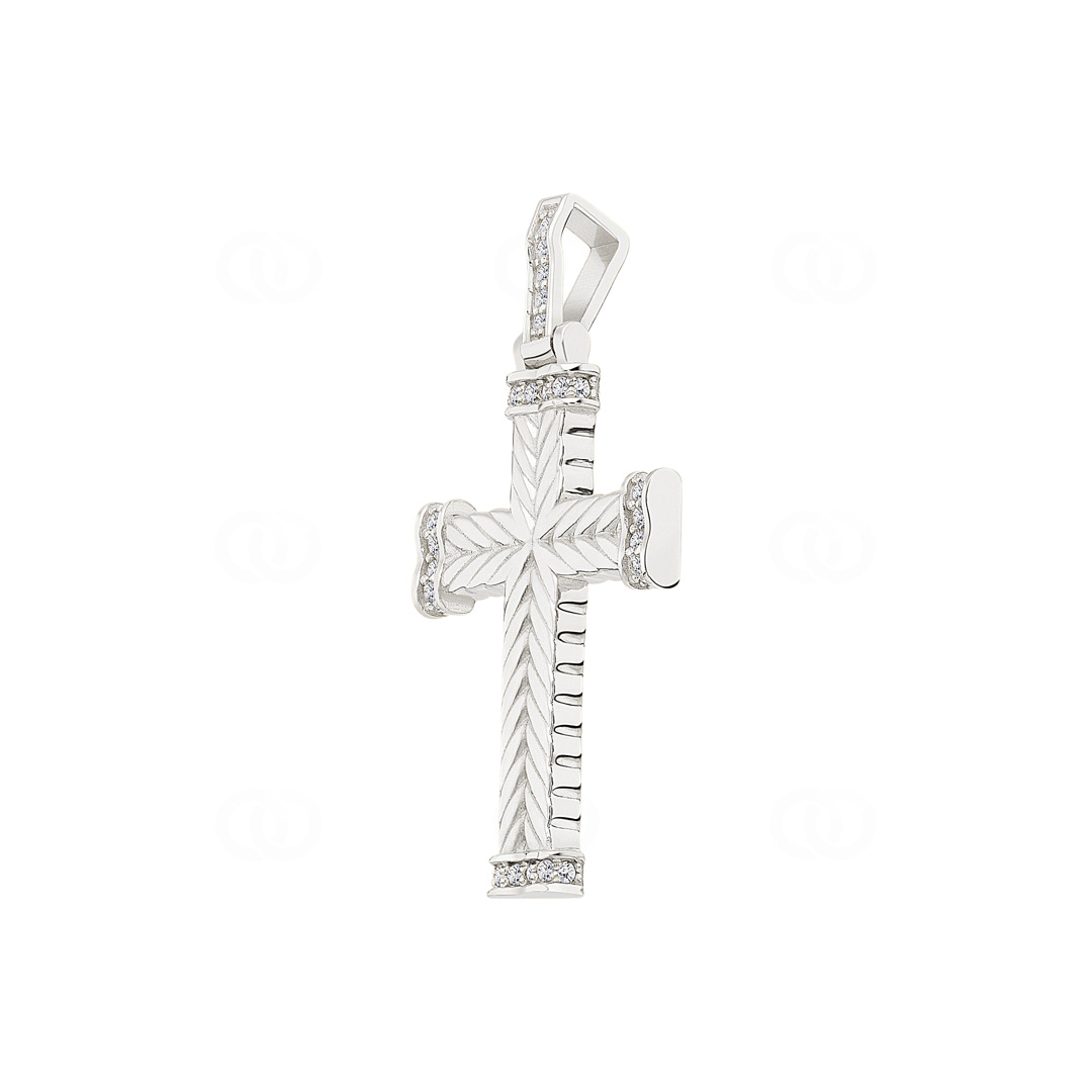 Kreuzanhänger 750/18 K Weissgold mit Diamanten 0.23 ct H/si