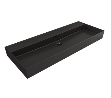 Plieger Kansas wastafel zonder kraangaten met overloop 120x46.6cm mat zwart