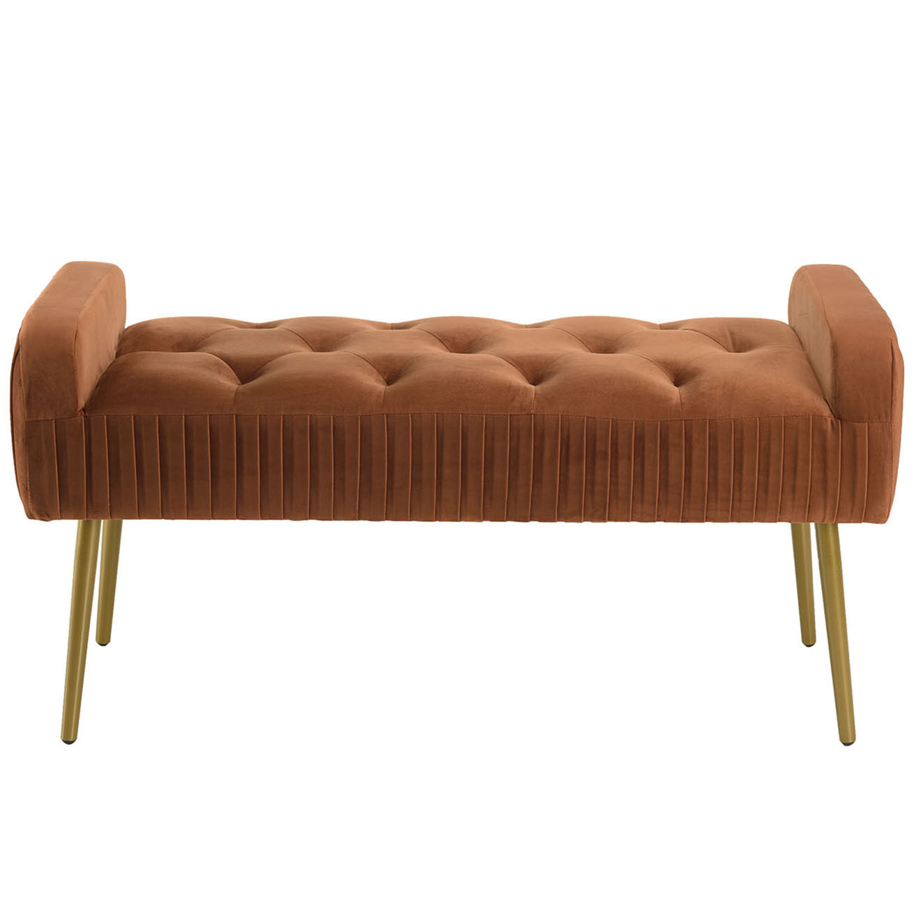 Macabane Banc de lit en velours Albane orange - 103x40x53 cm