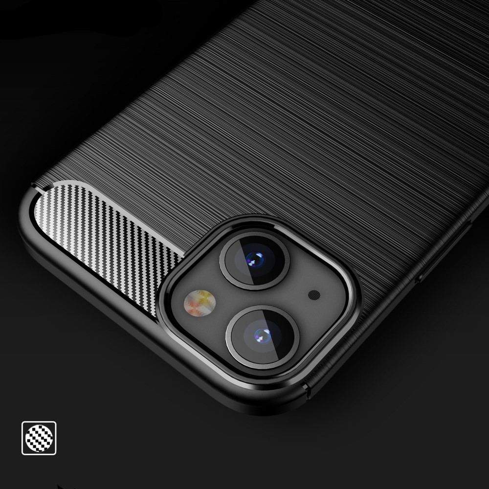 iPhone 13 Gummi Case Schutzhülle im Carbon Look - Schwarz