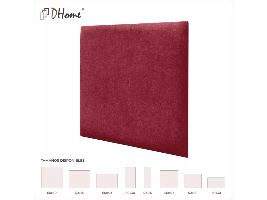 DHOME Lot de 8 Panneaux Rembourrés en Tissu Aqualine Autocollants pour Mur Acoustiques Absorbants Protection contre les Chocs (Rouge, 50x50cm, x8)