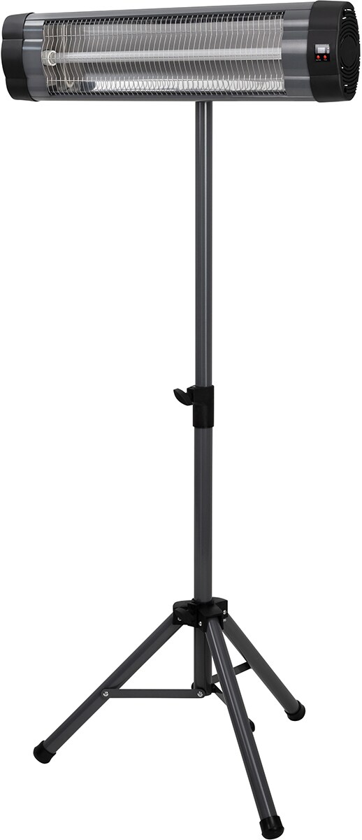 Heidenfeld Infrarot-Heizstrahler IH100, mit Stativ, 850-2500 Watt, Fernbedienung, Edelstahl, Timer