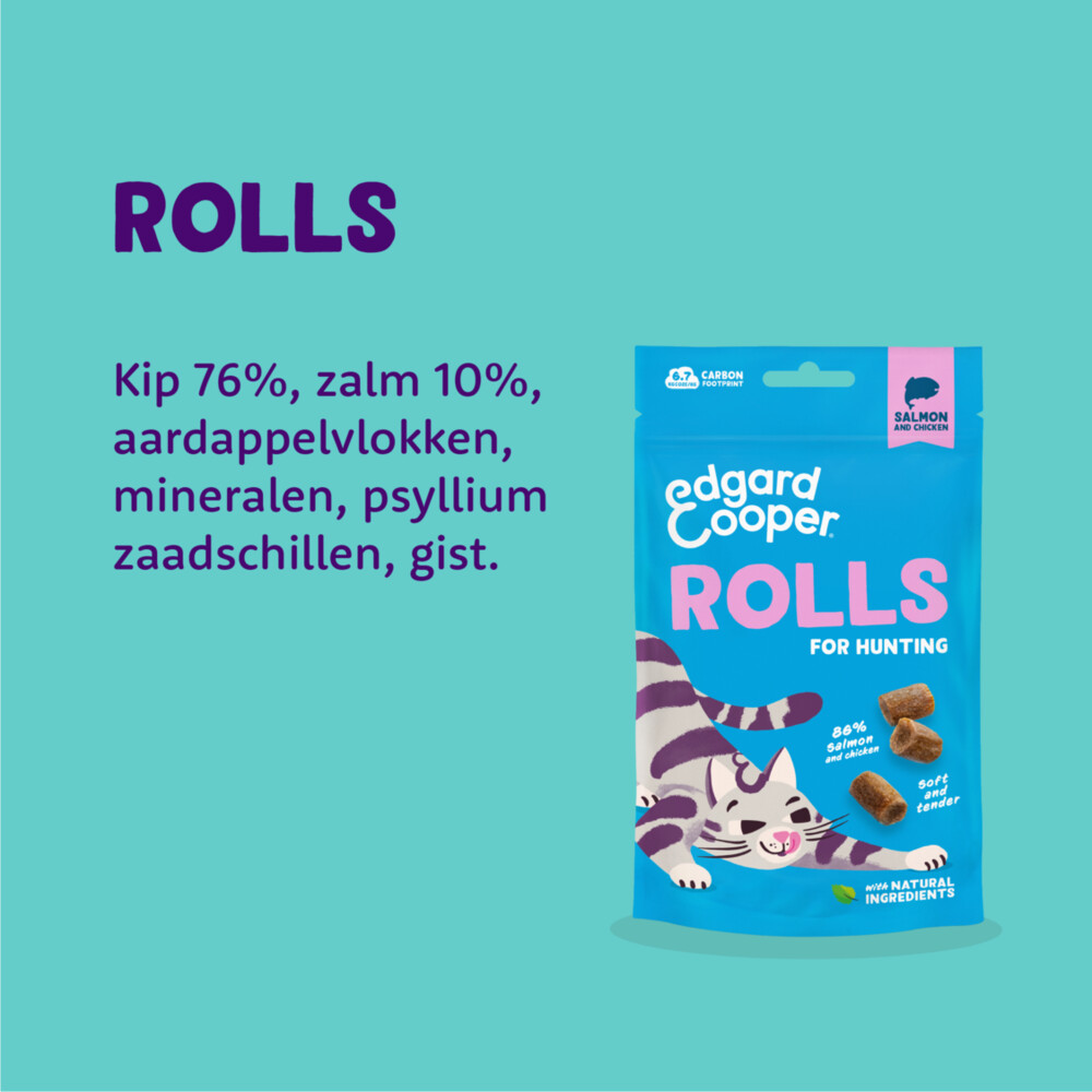 Edgard & Cooper Adult Rolls Kattensnack Zalm45 gr