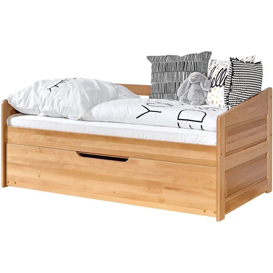 TiCAA Sofabett Mini Micki Buche natur mit Zusatzbett inkl. 2 Matratzen