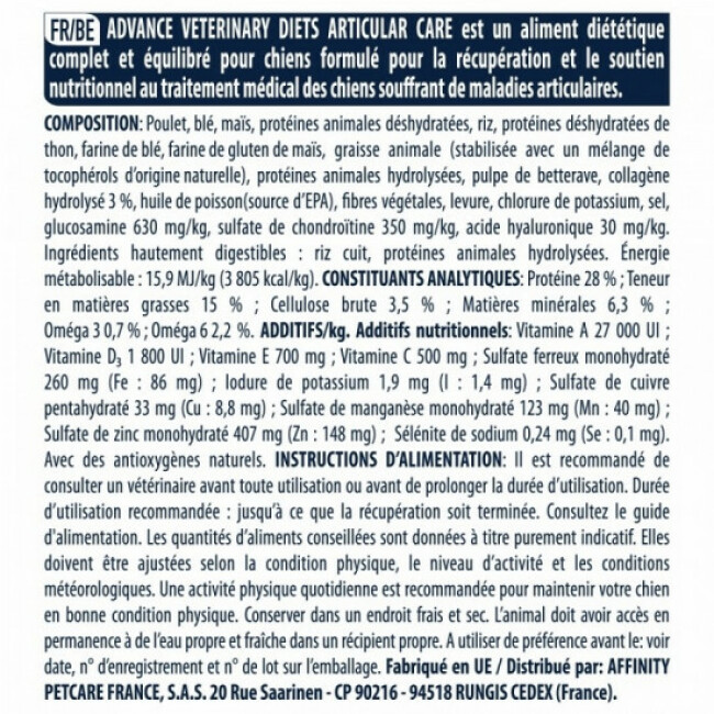 Croquettes Advance Veterinary Diets Articular pour chiens