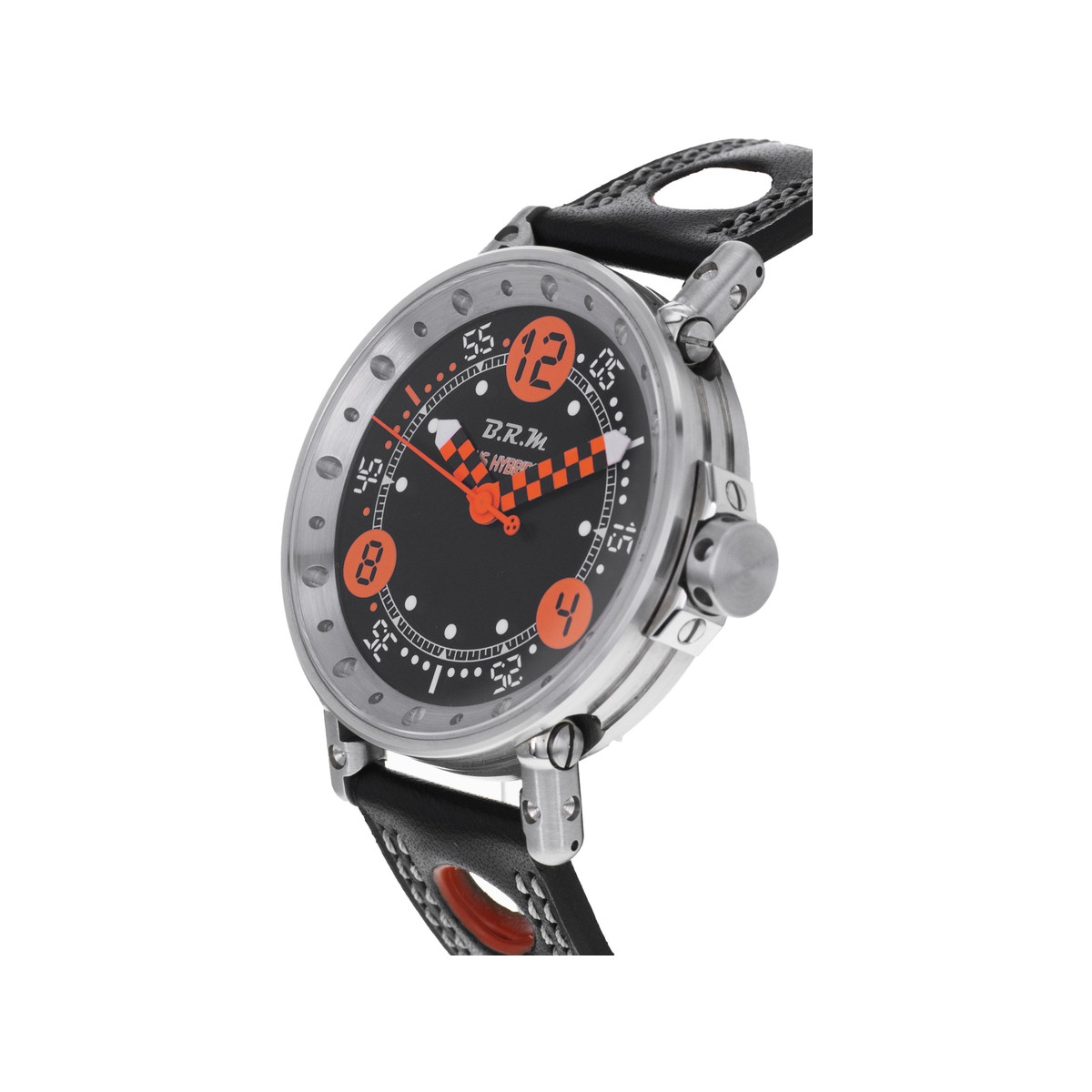 Montre d'occasion BRM V6-44 homme acier bracelet cuir noir