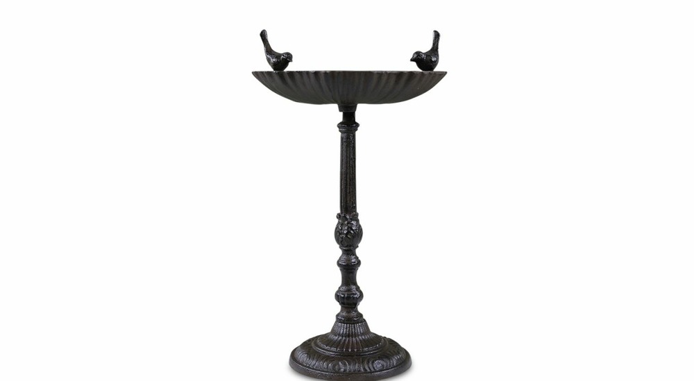 Abreuvoir 2 oiseaux sur pied fonte fonte marron 29x23x52.5cm