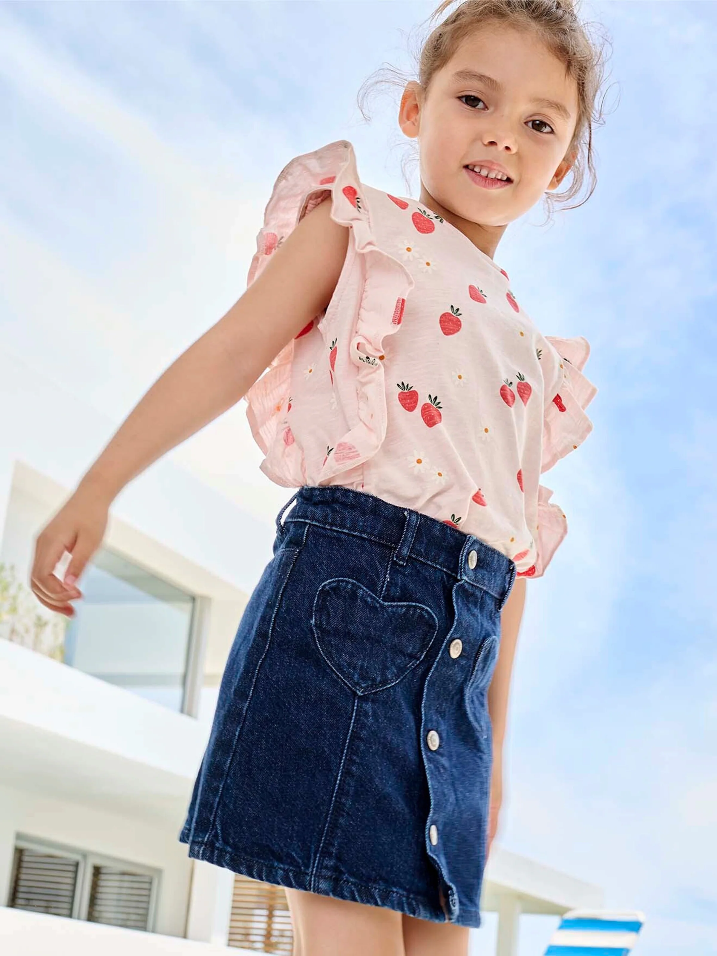 Vertbaudet Mädchen Jeansrock mit Knöpfen dunkelblau