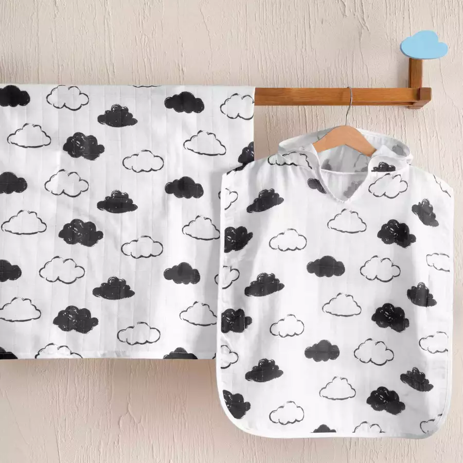hibboux® Tagesdecken Musselin 75x75 Cloud Multicolor