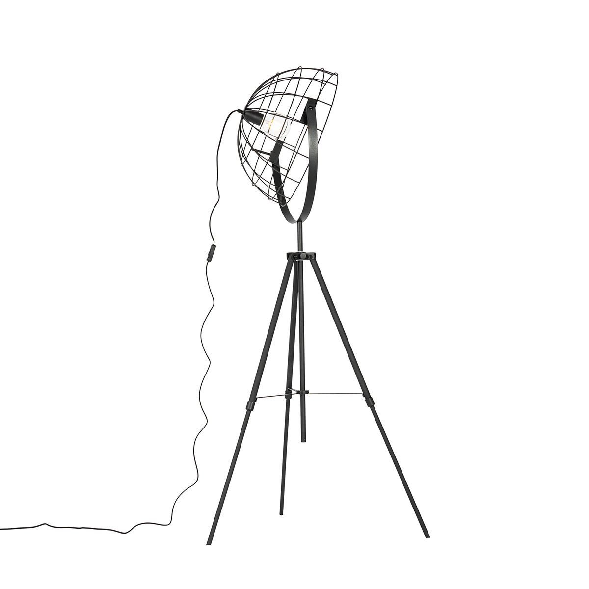 Industriële tripod vloerlamp zwart 50 cm verstelbaar - Hanze