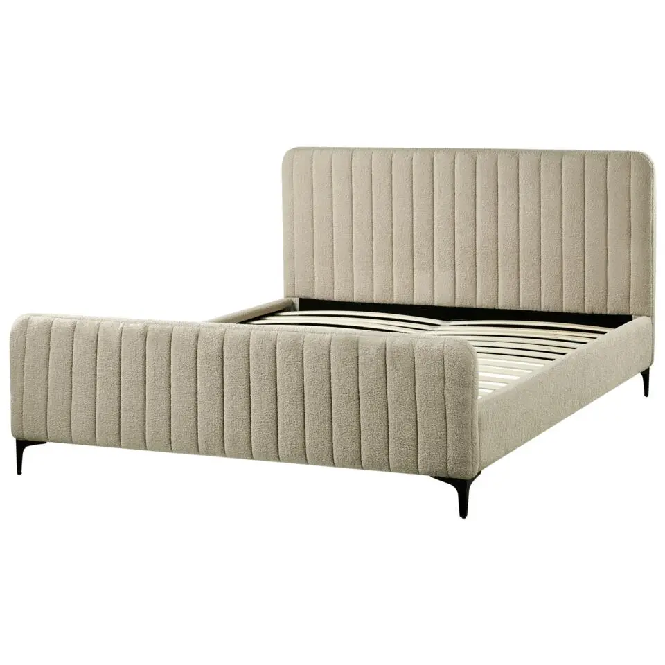 LUNAN - Tweepersoonsbed - Beige - 160 x 200 cm - Bouclé
