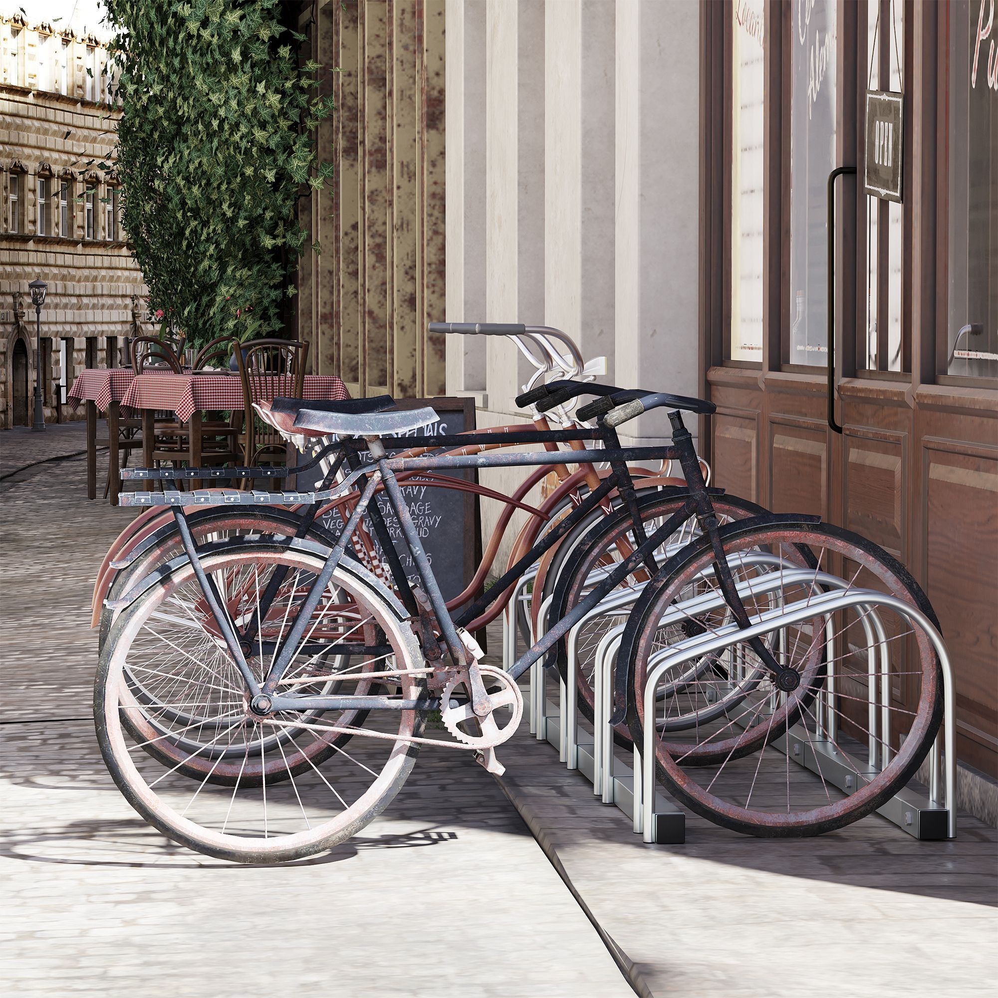 HOMCOM Fahrradhalter mit 5 Haltertungen silber 145L x 33B x 27H cm