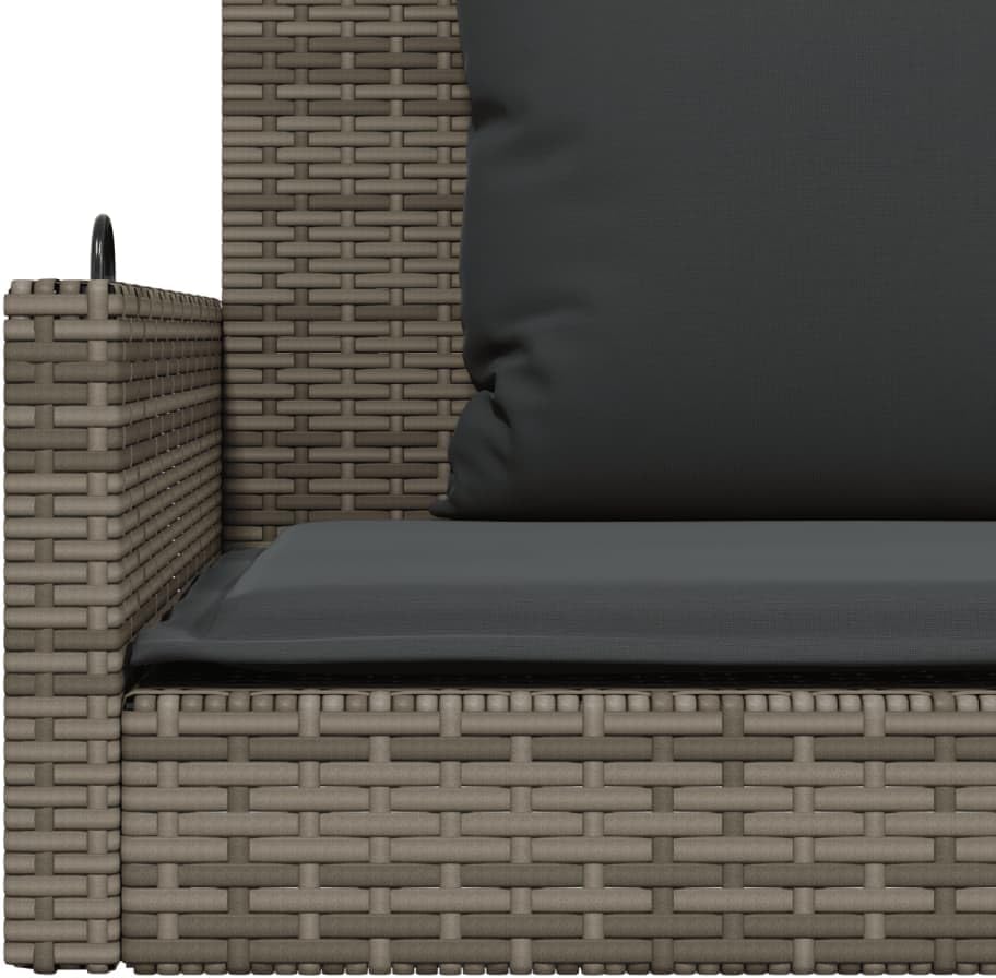 vidaXL Hängebank mit Kissen, Hängeschaukel mit Befestigungsringen, Schaukelbank für Außenbereich, Gartenschaukel, Modern, Grau Poly Rattan