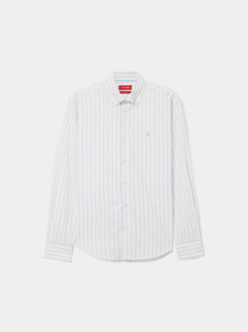 Camisa regular fit em algodão às riscas