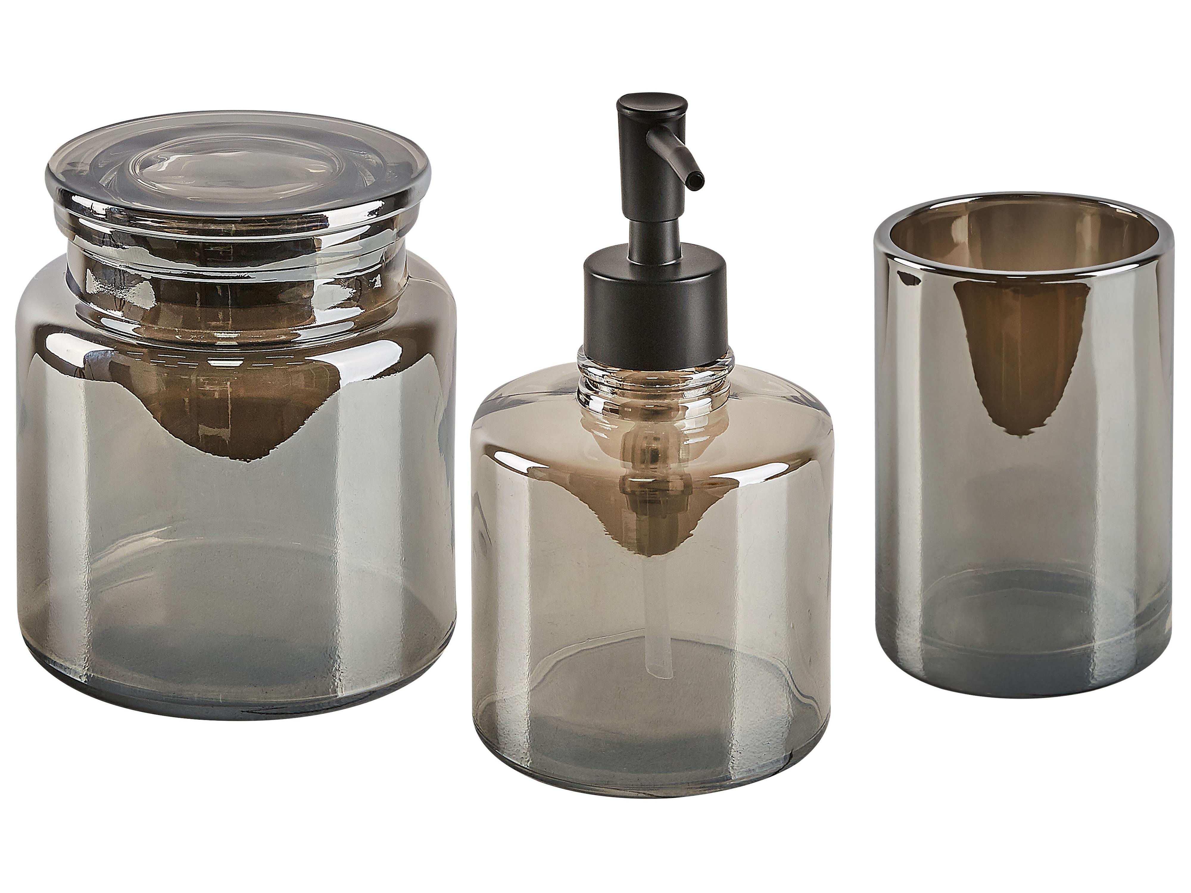 3-delige badkameraccessoireset MANAGUA Glas Grijs