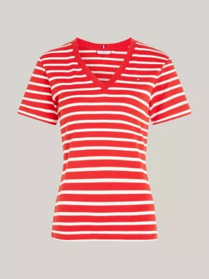 Camiseta Slim Fit com Decote em V e Textura Canelada