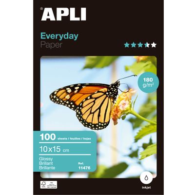Apli Paper EVERYDAY - Papier photo brillant - 10 x 15 cm - 180 g/m² - 100 feuilles