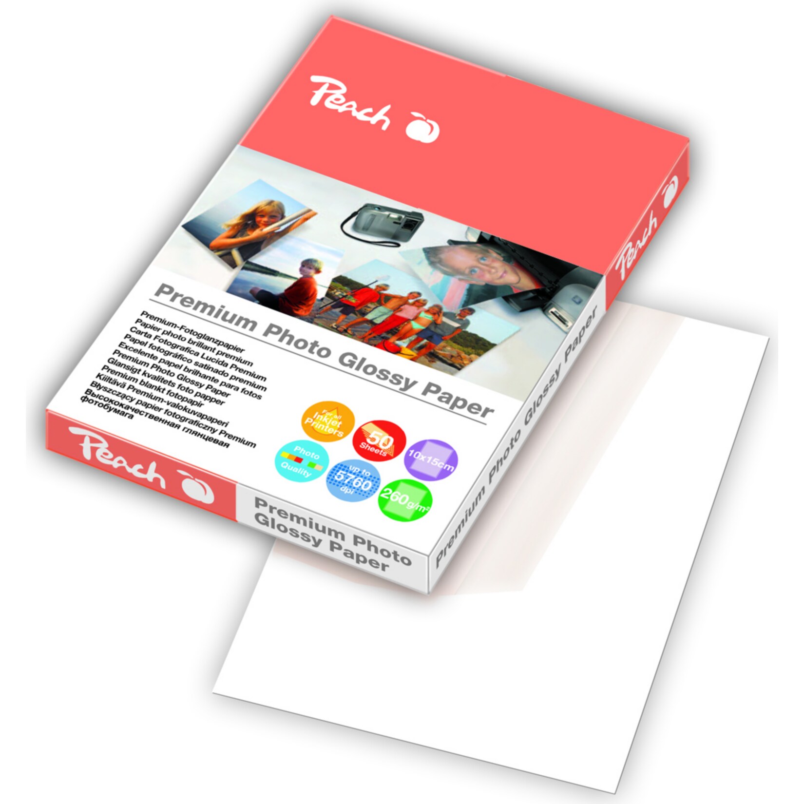 Peach Premium Photo Glossy Papier 10x15cm 260 g/m2, 50 Blatt