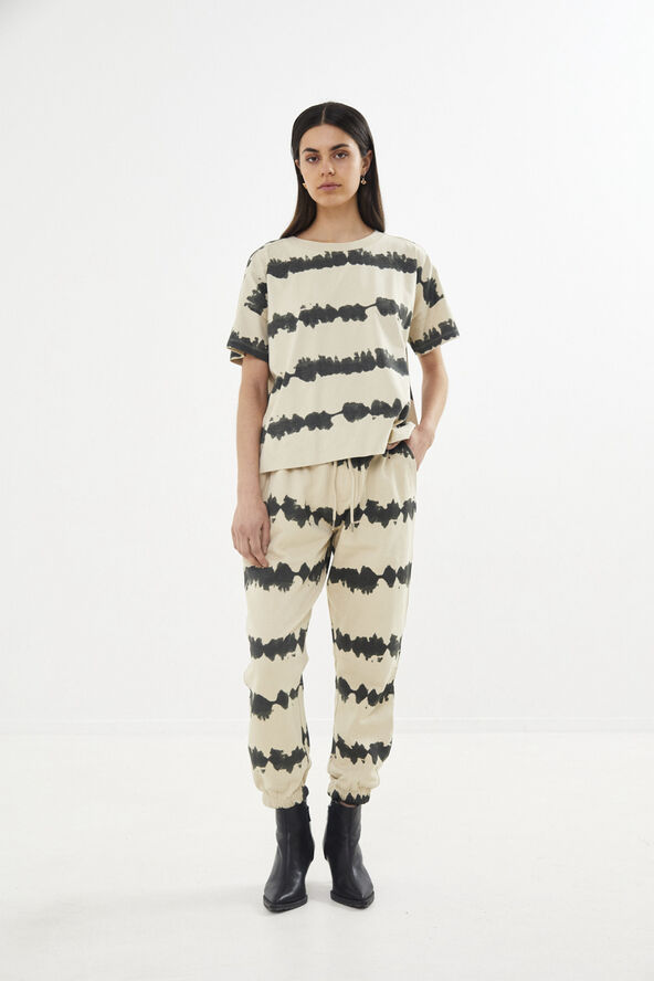 Rabens Saloner Vista print cropped t-shirt - Uria Oyster combo