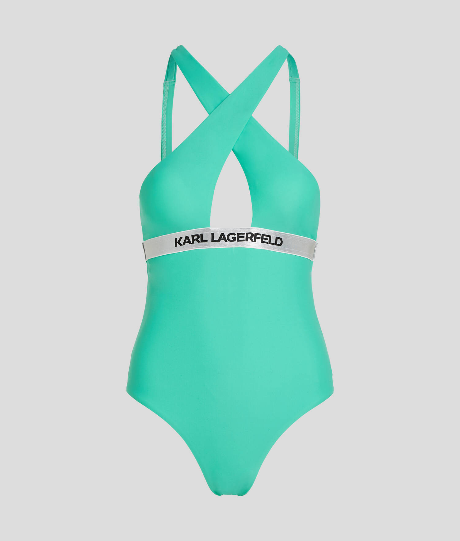 MAILLOT DE BAIN UNE PIÈCE À COL HALTER AVEC LOGO KARL