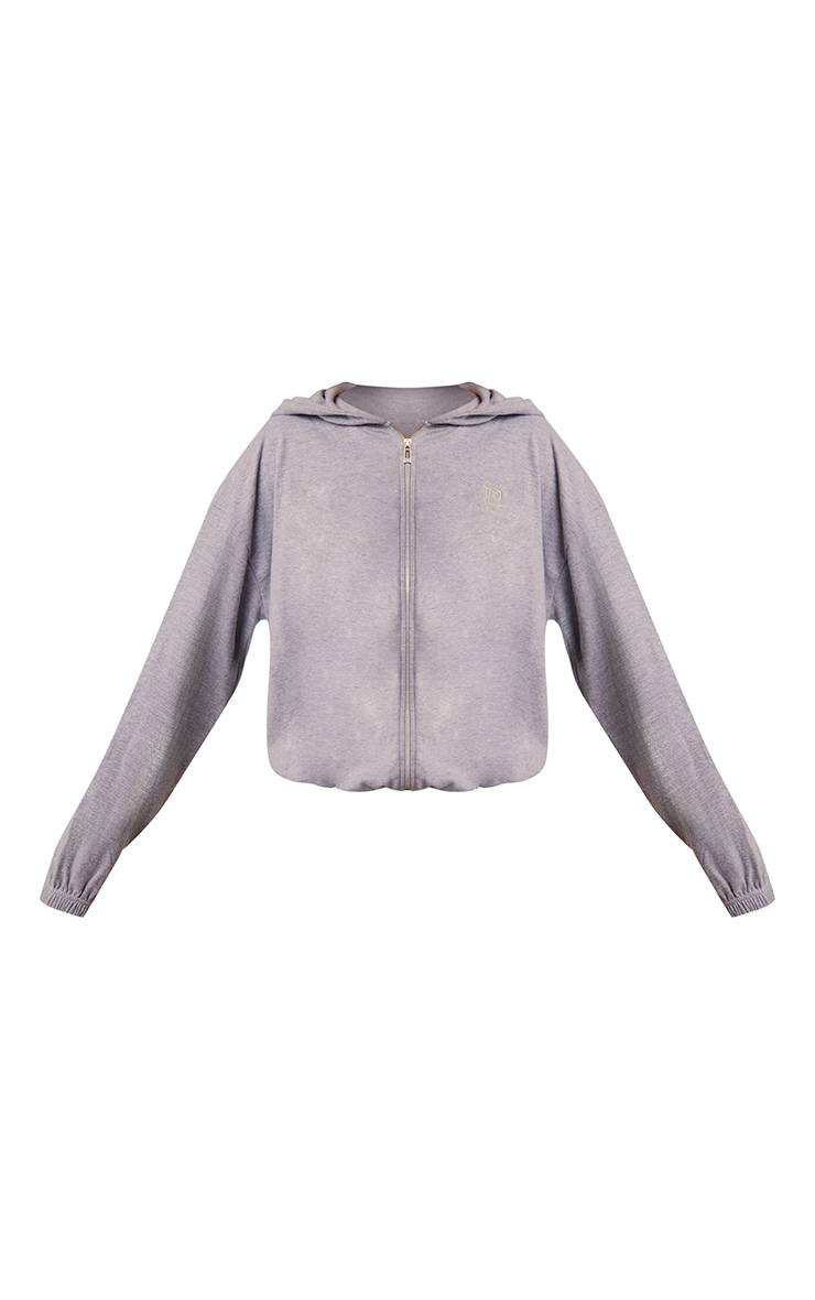 Gris Chiné Veste Zippée Brodée PLT Super Douce À Rayures