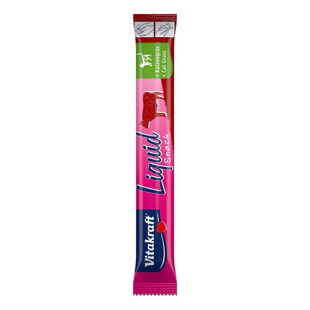 Vitakraft Cat Liquid Snack, okse, inulin og kattegræs - 6x15g
