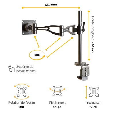 Fellowes Professional Series - Bras porte-écran simple