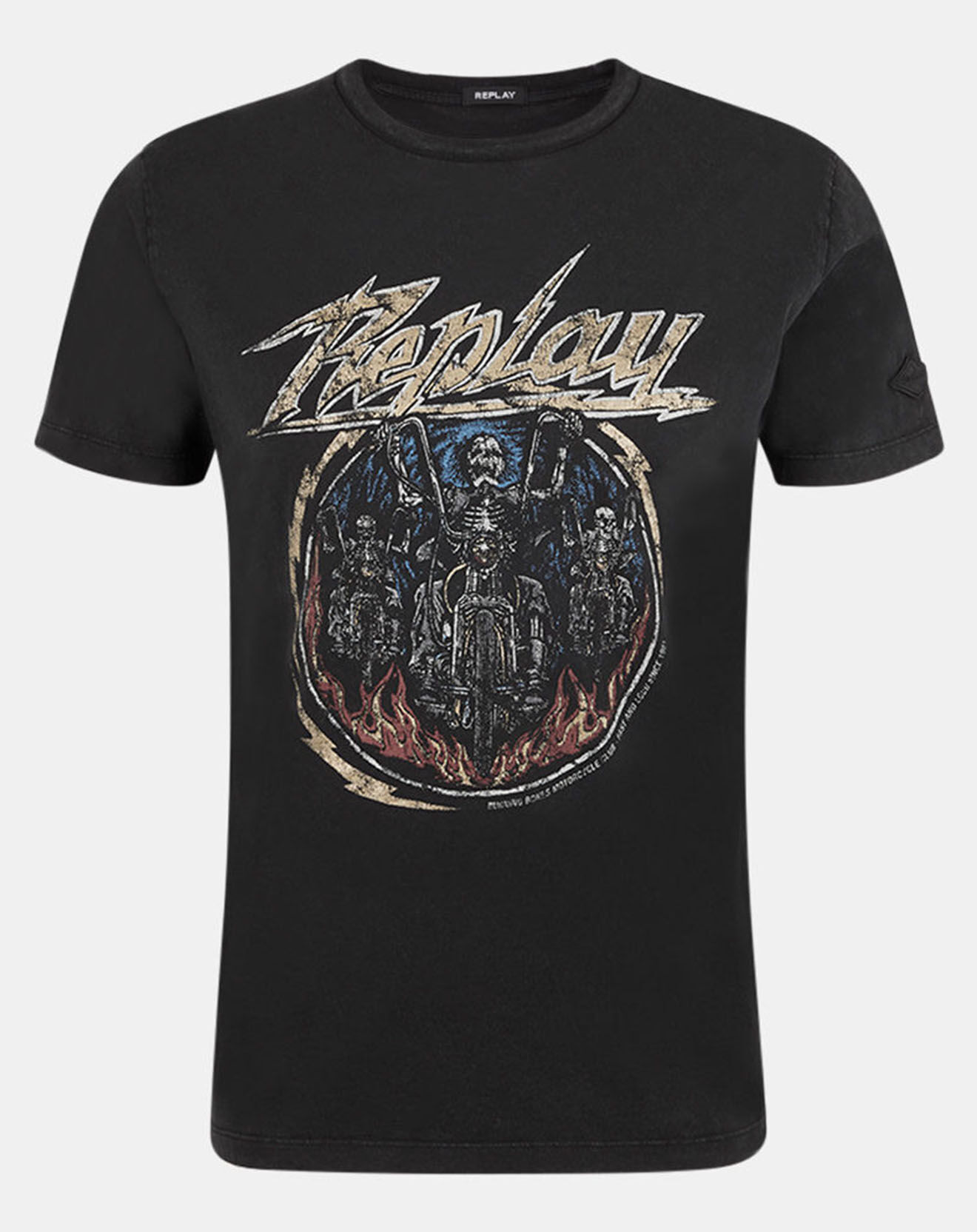 Replay T-Shirt Biker Skull noir