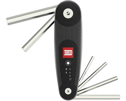 INBUS® 70136 Vouwhouder 6-delig, 2,5–8 mm, met HybridTouch — Gemaakt in Duitsland