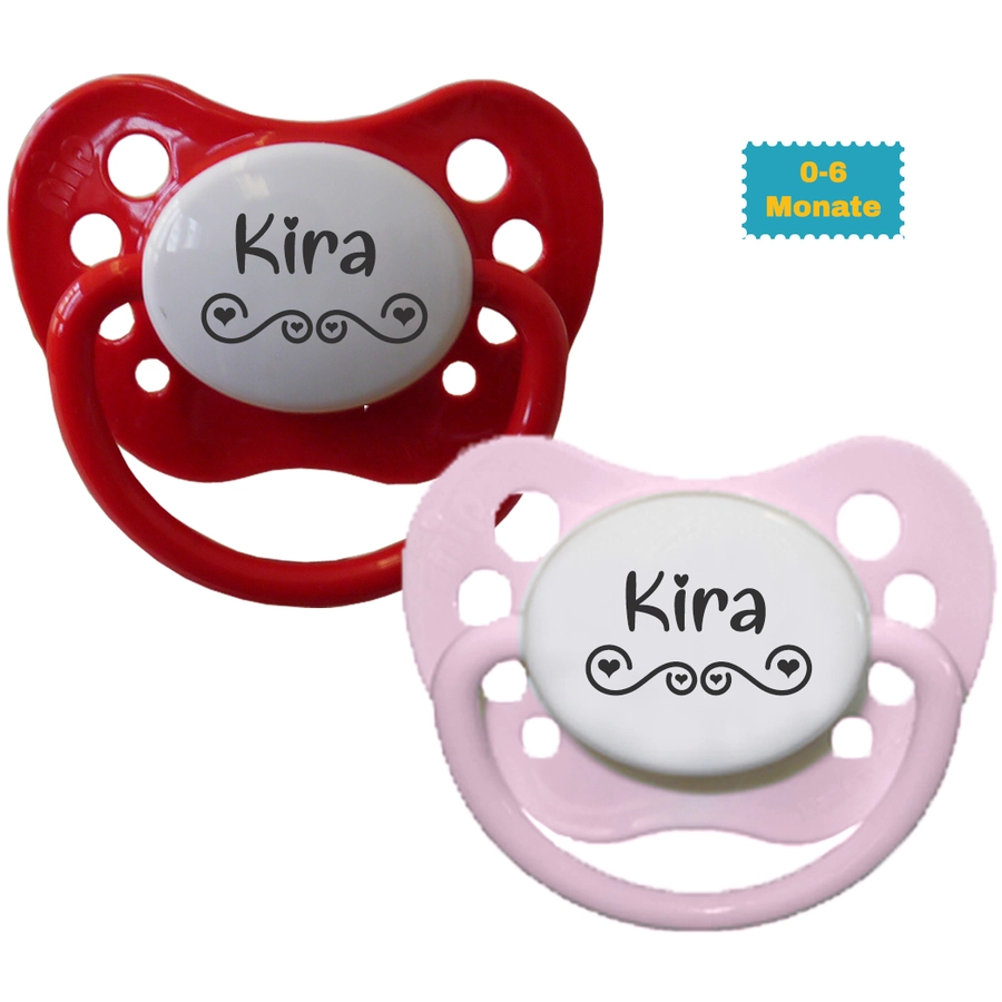 Schnullireich Schnuller mit Namen  Namensschnuller NIP Love – 2er Set Rosa