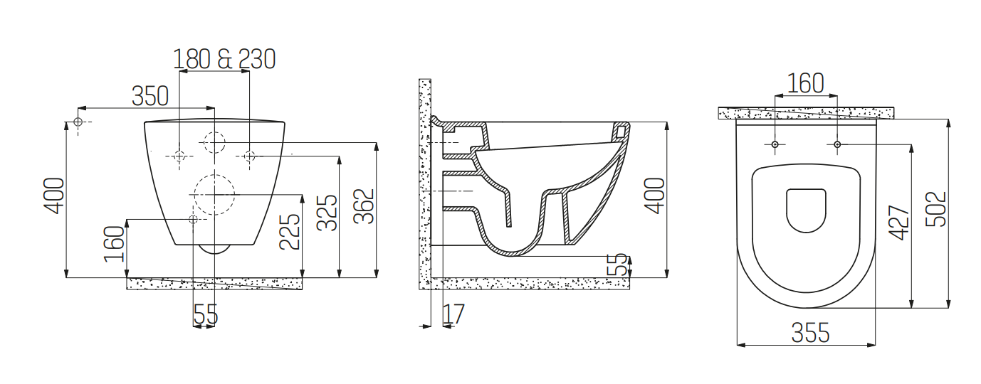 Sanigoods Merano wandcloset wit