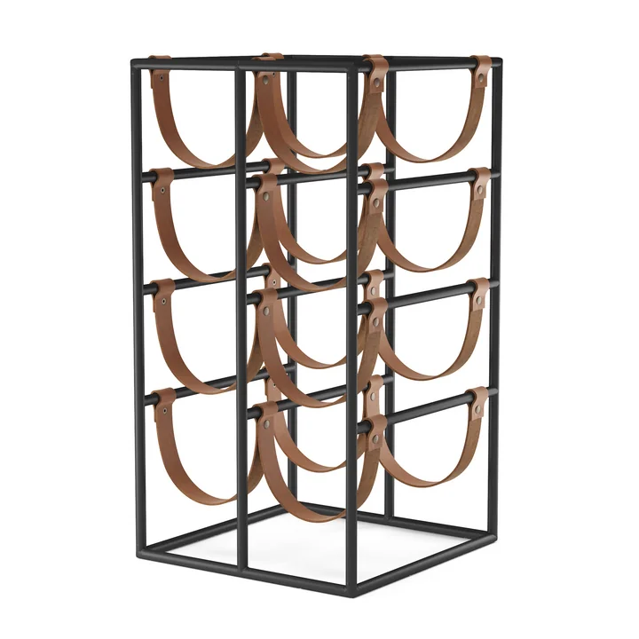 Audo - Umanoff Weinregal für 8 Flaschen, Stahl schwarz (RAL 9005) / Leder braun