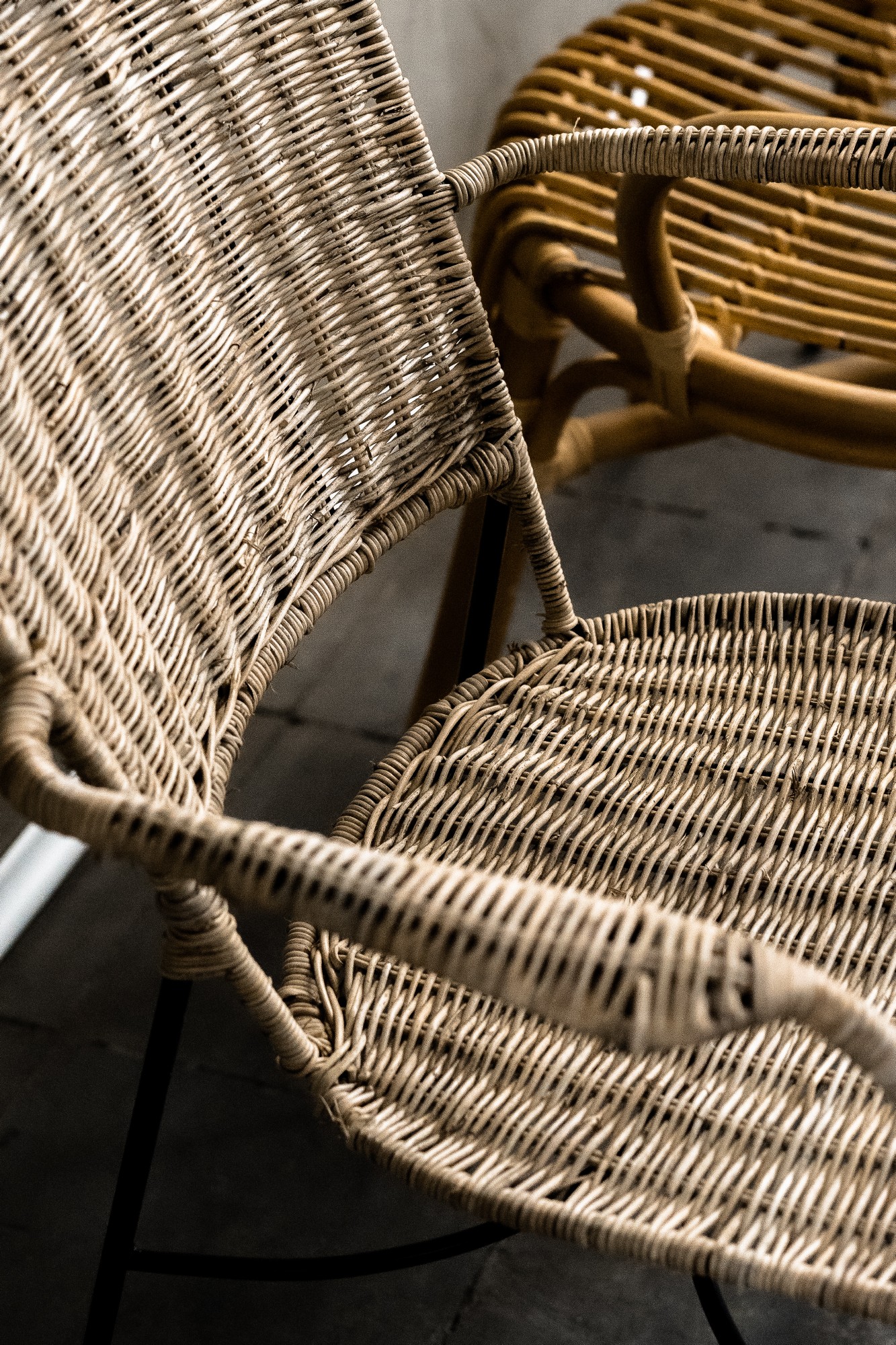 Rattan-Stuhl 'Torn', natur, schwarz, B 54 cm, L 56 cm, H 83 cm von fischer's lagerhaus