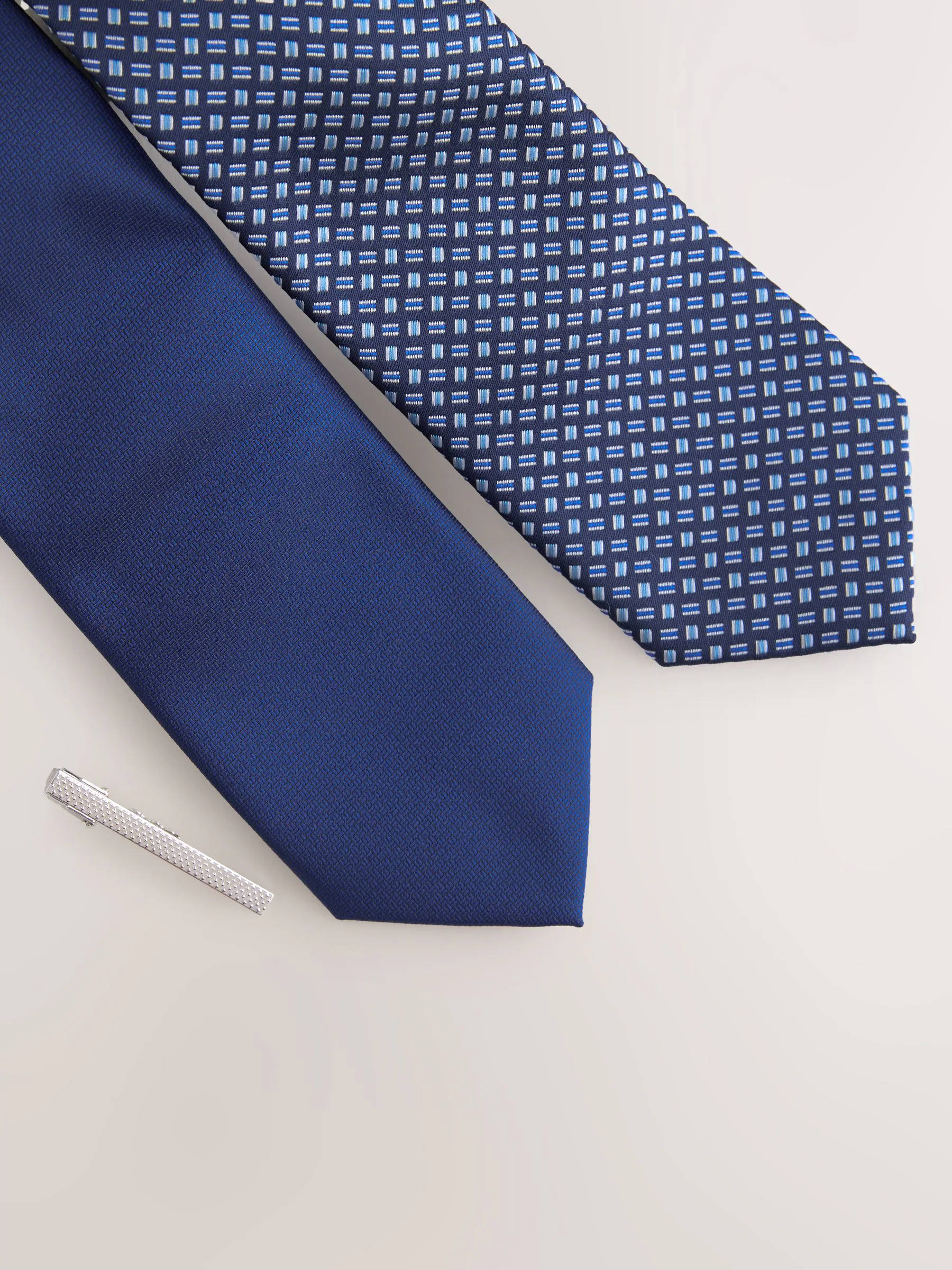 Helderblauw - Textured Clip Ties 2 Pack