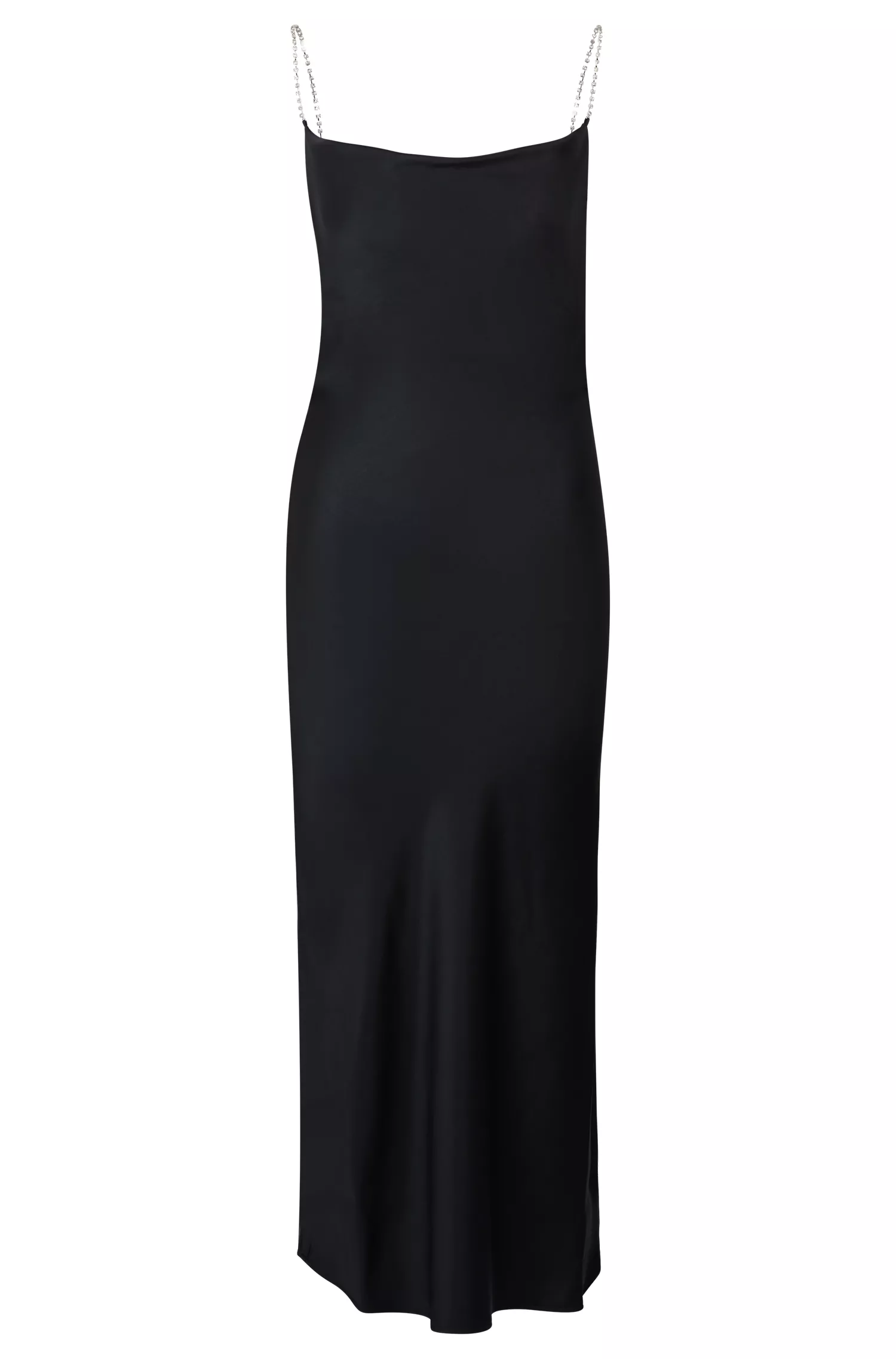 Vestido HUGO vermelho com gola alta e modelagem regular, com alças de cristal.