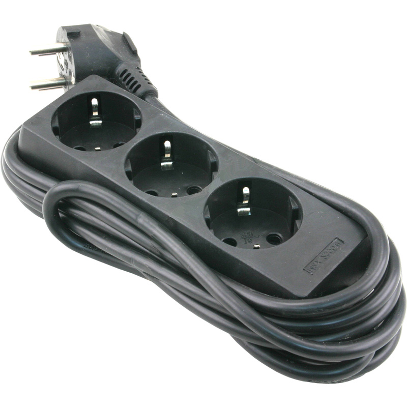 Tafelcontactdoos 3V RA 1,5m H05VV-F3G1,5 Zwart