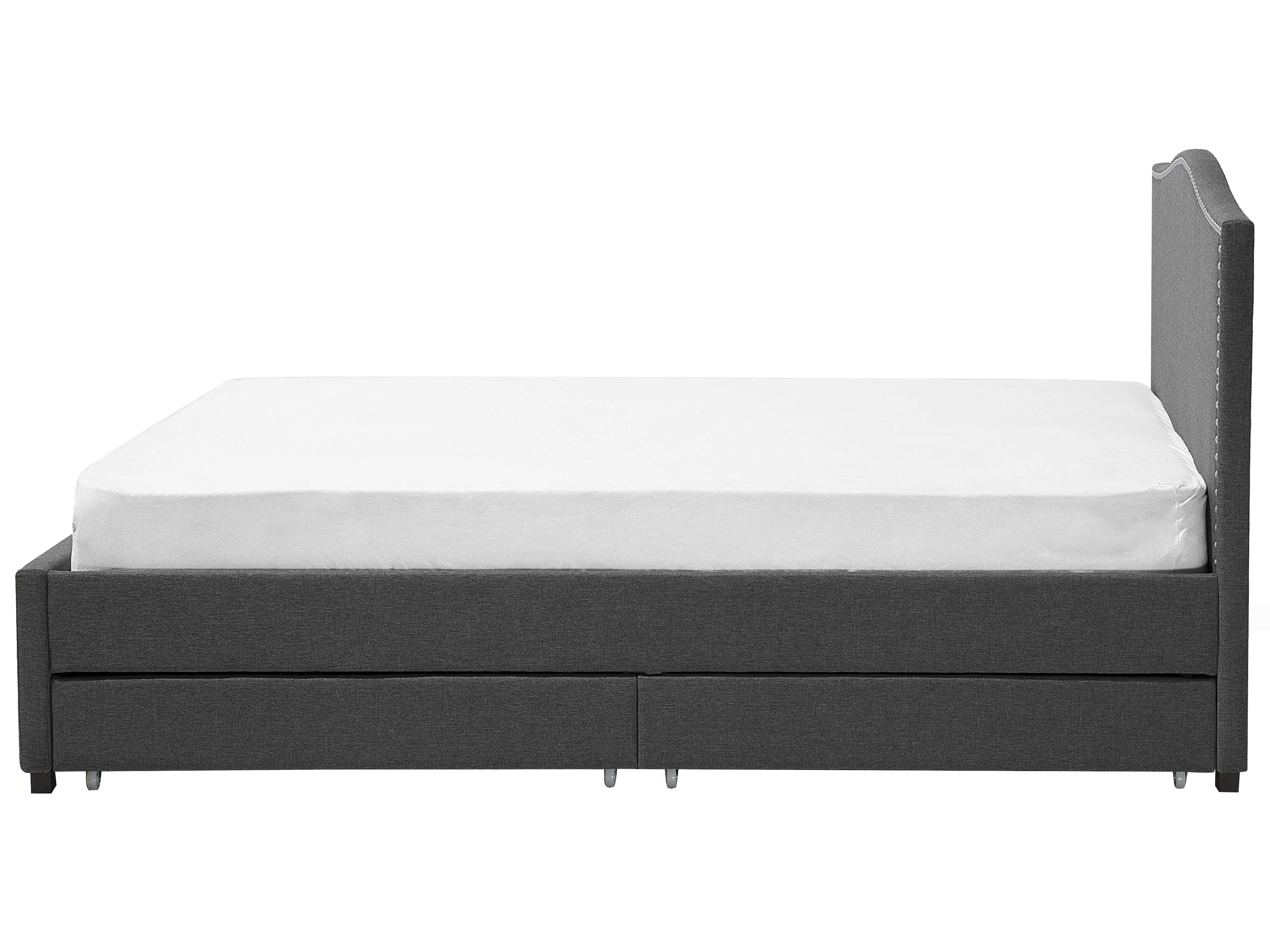 Bed met opbergladen Stof MONTPELLIER 180 x 200 cm LED Donkergrijs