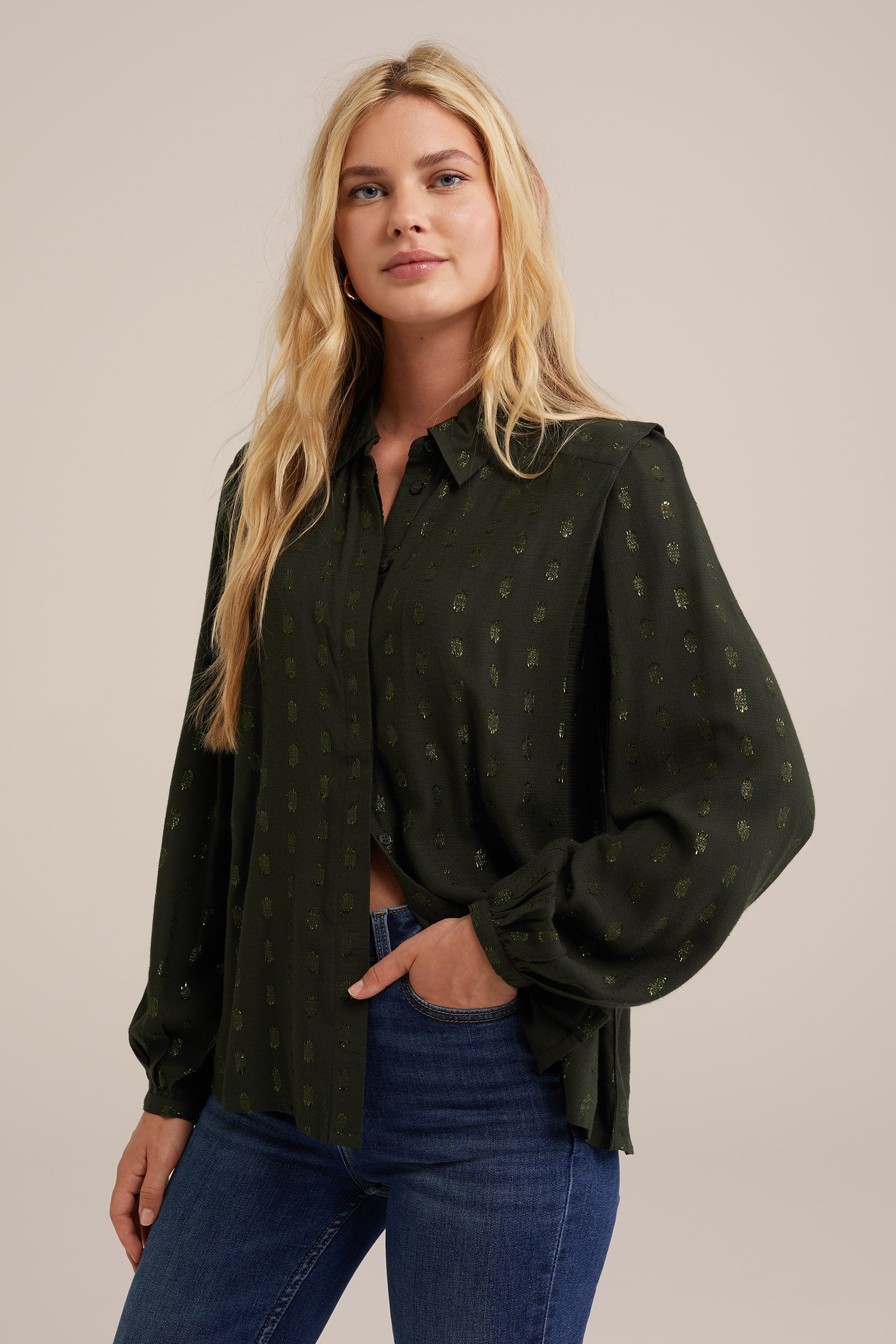blouse met dessin WE Fashion Donkergroen