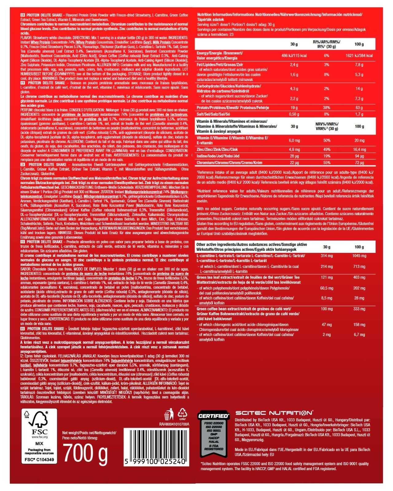 Scitec Nutrition Batido Protein Delite 700 g