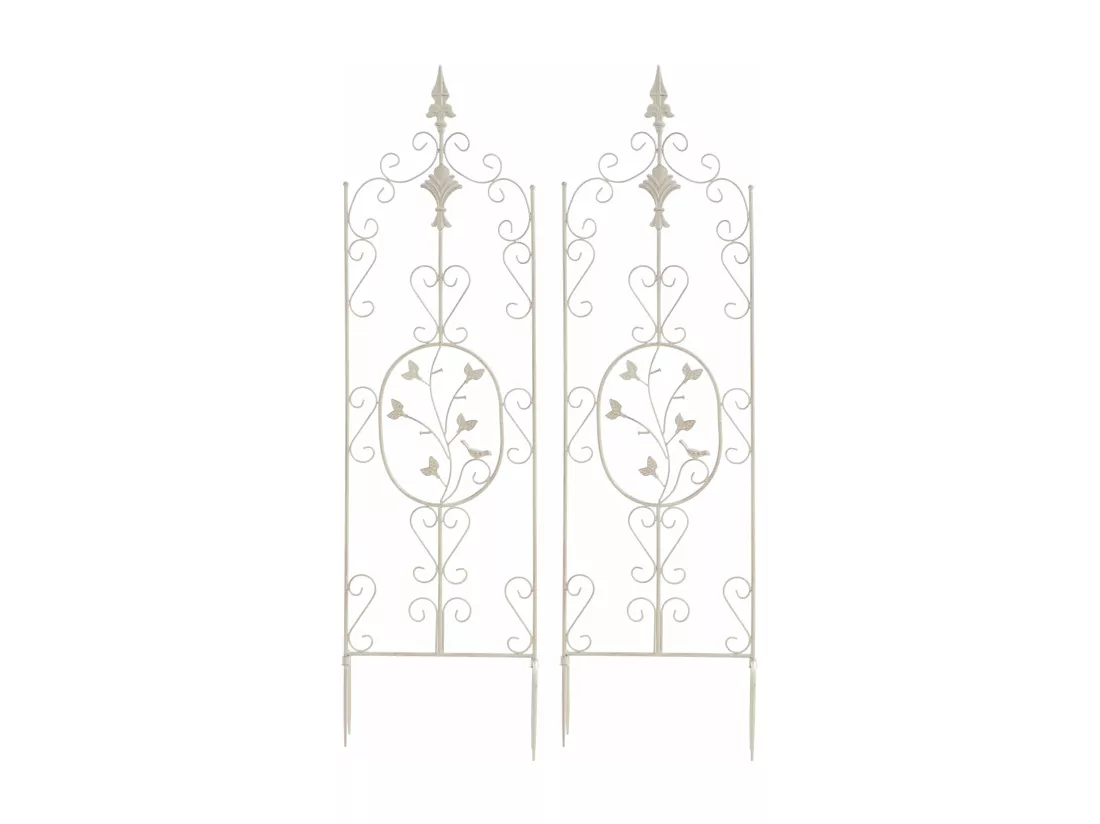Lot de 2 treillis métal crème 35 x 1 x 122 cm 10_0003827