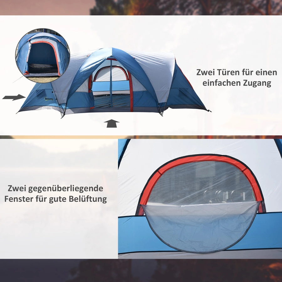 Outsunny Campingzelt mit 2 Türe blau
