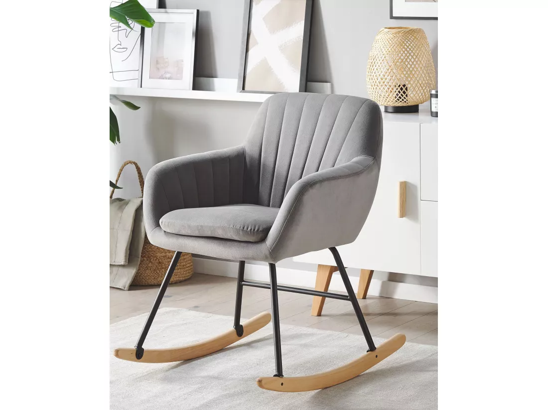 Fauteuil à bascule LIARUM Velours Gris