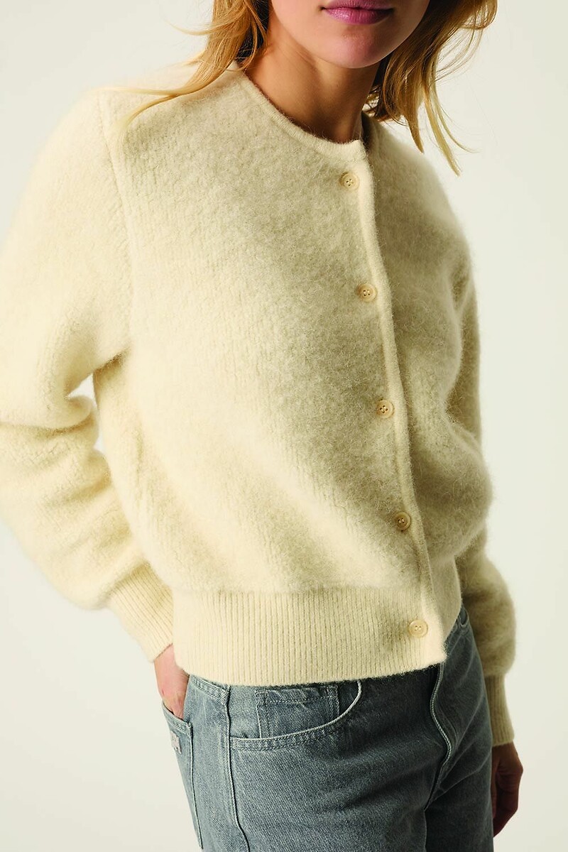 DES PETITS HAUTS<br>Carigan com gola redonda, COMINHO