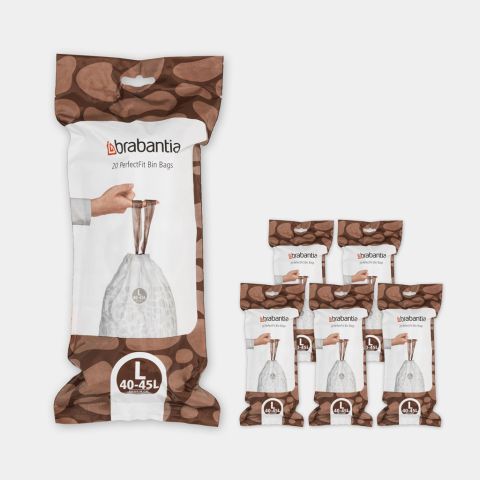 PerfectFit Afvalzakken Code L (45 liter), 6 rollen van 20 stuks