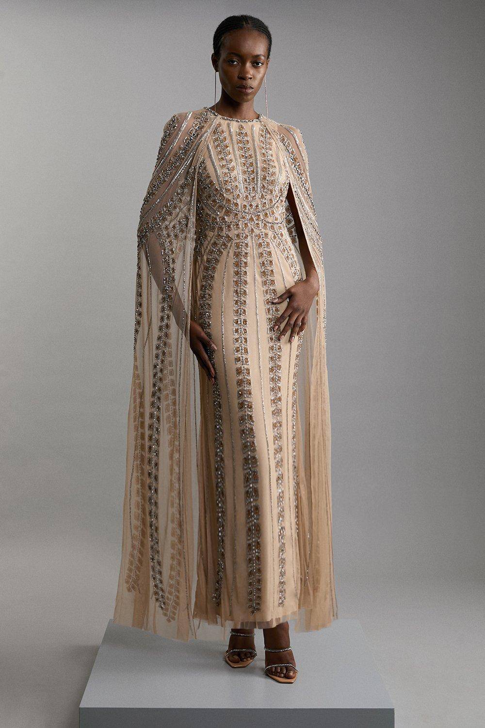KarenMillen Robe maxi cape embellie premium